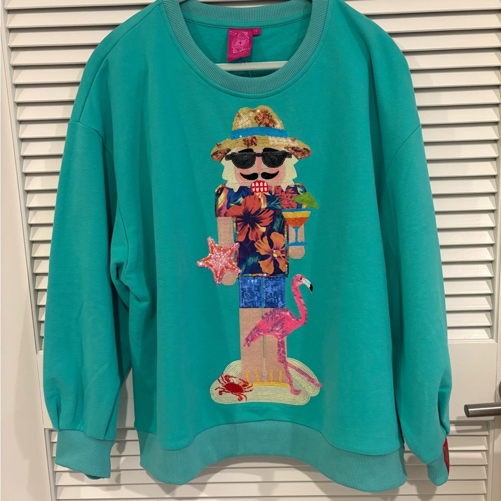 Teal Aqua Turquoise Queen of Sparkles Tropical Nutcracker Sweatshirt